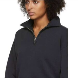 RE/DONE  70s Cropped Half-Zip Sweatshirt in black size XS